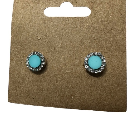 Round Turquoise Pierced Earrings - Picture 3 of 6
